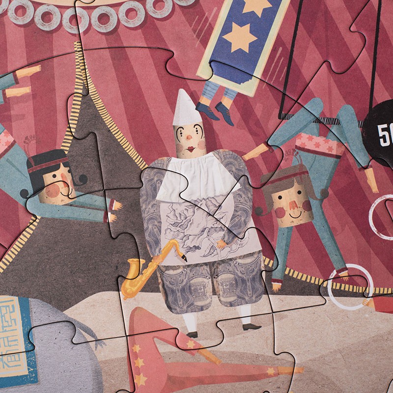 un rompecabezas redondo del circo